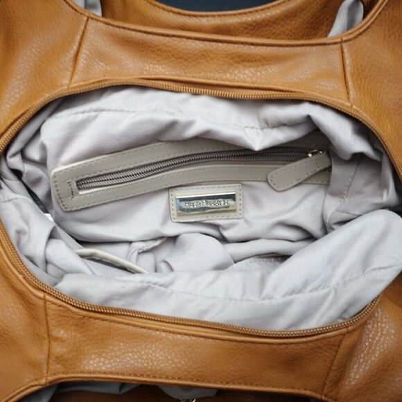 Hush Puppies Ladies Bronze & White Lined Faux Leather Eyelet Pattern Handbag - Picture 10 of 15